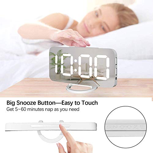 Miowachi Digital Alarm Clock,Large Mirrored LED Clock,Snooze,Dim Night