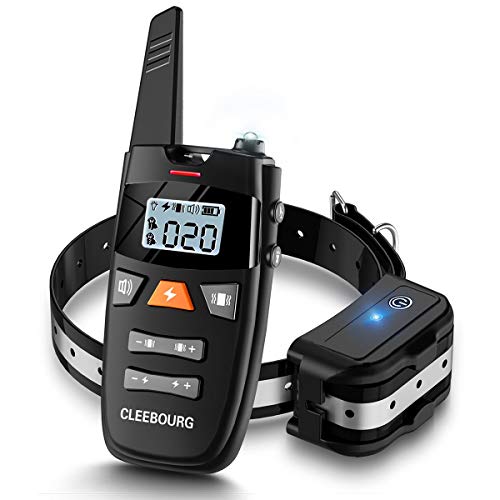 CLEEBOURG Dog Shock Collar, Remote Dog Training Collar with 3 Safe Correction Remote Training Modes, Shock, Vibration, Beep, Adjustable Collar Strap for Small Medium Large Dog