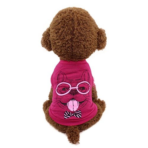 Small Dog Clothes,Wakeu Dog Glasses Pattern T-shirt Clothing Puppy Apparel for Small Dog Boy Dog Gril (S, Hot Pink)