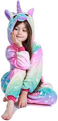 Kids Unicorn Onesie Pajamas Plush Halloween Cosplay Costume Birthday Gifts