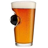 BenShot Pint Beer Glass with 8 Ball - Pool Glass Handmade