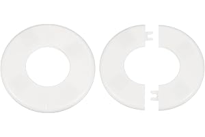 HARFINGTON 2pcs Wall Split Flange 51mm/2" Self-Adhesive Plumbing Cover Plates ABS Plastic Round Escutcheon Plate Buckle Design for Water Pipe Bathroom Kitchen Decoration, White