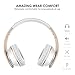 Headphones, Sound Intone I65 Headphones with Microphone and Volume Control for Travel, Work, Sport, Foldable Headset for iPhone and Android Devices(White/Gold)