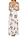 Simplee Apparel Women's Strap Ruffle Cold Shoulder Floral Print Wrap Maxi Dress Beach,White,8