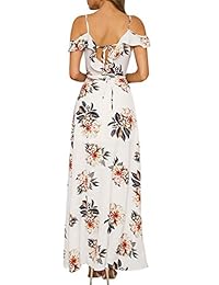 Simplee Vestido largo de envoltura, con impresión floral, correa para los hombros, para mujer