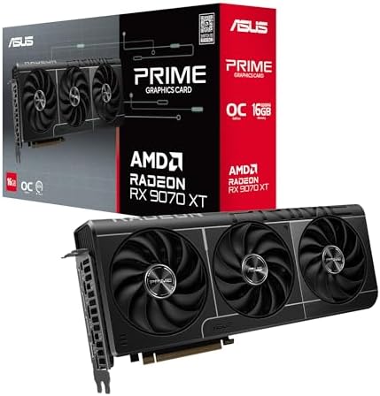 ASUS Prime Radeon™ RX 9070 XT OC Edition Graphics Card (PCIe 5.0, HDMI/DP 2.1, 2.5-Slot Design, axial-tech Fans, Dual Ball Fan Bearings, Dual BIOS, GPU Guard)