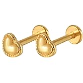 Niaspi 16G Tiny Heart Cartilage Stud Earrings for Women Cute Stainless Steel Internally Threaded Flat Back Earrings Studs Labret Monroe Lip Rings Conch Helix Tragus Cartilage Piercing Jewelry