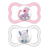 MAM Air Pacifiers (2 pack), MAM Sensitive Skin Pacifier 6+ Months, Best Pacifier for Breastfed Babies, Baby Girl Pacifiers