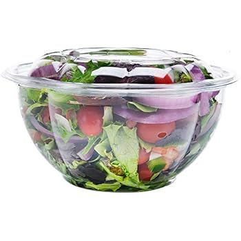 DOBI [50 Pack - 32 oz.] Salad to-Go Containers - Clear Plastic Disposable Salad Bowls with Airtight Lids, Standard Size