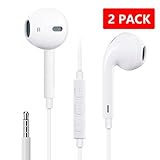 Earbuds,Jiamn Headphones with Mic Smartphones Compatible With 3.5 mm Headphone For iPhone iPad iPod IOS Samsung Galaxy and More Android Smartphones Compatible With 3.5 mm Headphone 2-PACK WHITE