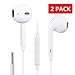 Earbuds,Jiamn Headphones with Mic Smartphones Compatible With 3.5 mm Headphone For iPhone iPad iPod IOS Samsung Galaxy and More Android Smartphones Compatible With 3.5 mm Headphone 2-PACK WHITE