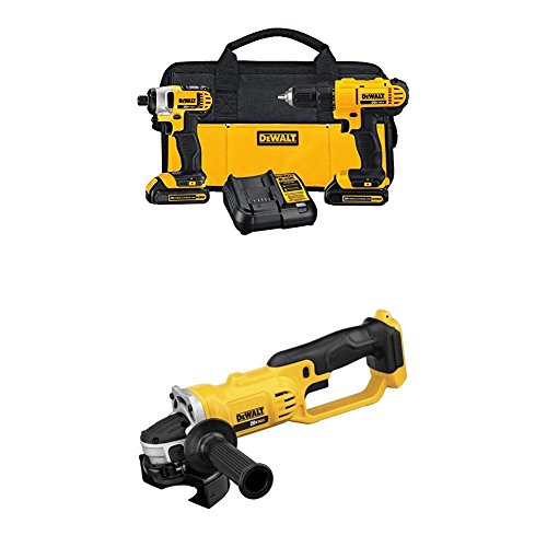 DEWALT DCK240C2 20v Lithium Drill Driver/Impact Combo Kit with 20V MAX Lithium Ion 4-1/2” grinder