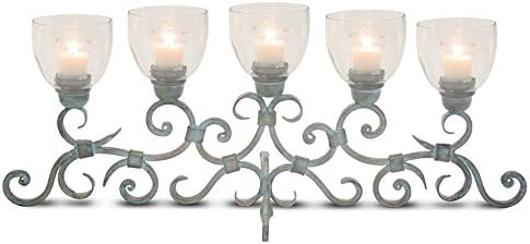 Pilgrim Home and Hearth 17505 Ellington Candelabra Candle Holder, Weathered Patina