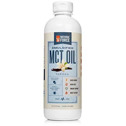 Emulsified MCT Oil Creamer, Vanilla *Best Keto MCT Oil for Mixing in Drinks* Unsweetened  No Palm Oil, Made with Organic Coconuts from The Philippines by Natural Force, 16oz