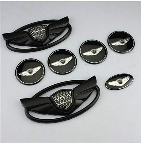 7PCS/set black 3D Badge Emblems Front +Rear +Steering Wheels For Hyundai 2010-2015 GENESIS COUPE Car Styling