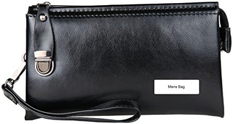 Onlybaby Men's Clutch Wrist Bag PU Leather Business Handbag Organizer Card Cash Holder One Size Black