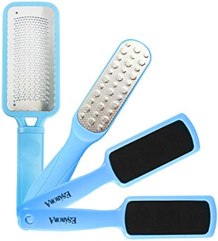 Foot Scrubber Foot File Callus Remover, ESARORA 4 PACK Pedicure Tools Foot Care Pedicure to Remove Hard Skin - 2 X Stainless Steel, 2 X Plastic