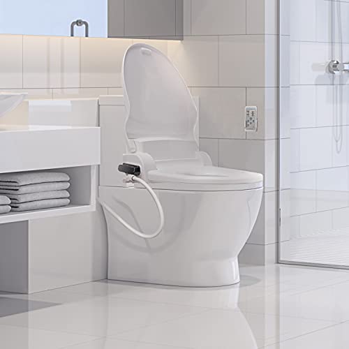 SmartBidet SB-1000 Electric Bidet Seat for Round Toilets with Remote Control- Electronic Heated Toilet Seat with Warm Air Dryer and Temperature Controlled Wash Functions (White) Made in Korea