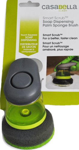 Casabella Smart Scrub Soap Dispensing Palm Sponge Brush, Lime Casabella Smart Scrub Soap Dispensing Palm Sponge Brush, Lime