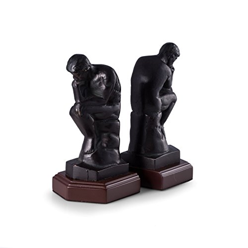 Paloma Collection AJ-R18T Cast Metal Thinker Bookends, Black