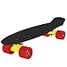 Cal 7 Complete Mini Cruiser Skateboard, 22 Inch Plastic in Retro Design (Black, Yellow, and Red)