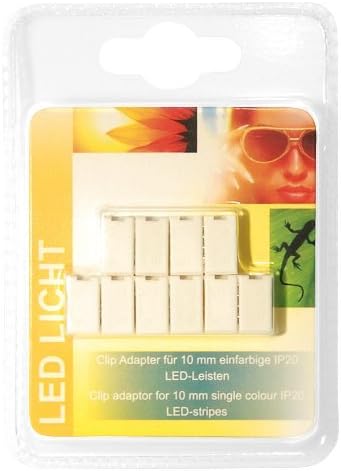 Transmedia Clip Adapter RGB 10 mm, Length: 150 mm, Suitable for LED Light Strips LB3X, Including 10 ml Siilkon, LBZ6-10L, White