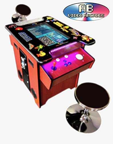 ABVIDEO INC. Cherry Wood Huge 22" Screen + Adjustable STOOLS Video Game Machine Cocktail Arcade Machine 412 Classic Games Commercial Grade with Trackball
