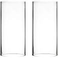 CYS EXCEL 2 PCS (H:10" D:4.75") Open Ended Glass Hurricane Candleholder Tube Shade | Multiple Size Choices Open Flame Candle Chimney Tube Cover | Bottomless Cylinder