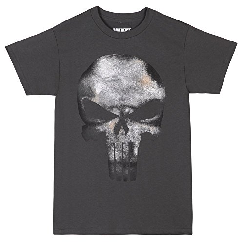 Marvel The Punisher Skull Logo No Sweat Adult T-Shirt - Charcoal (Large)