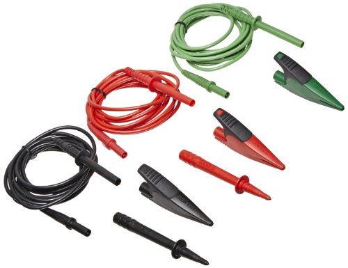 Fluke TL1550B 3 Piece Test Lead Set with Alligator Clips, 5000V DC Voltage, 20A Current, 103-25/128" Cable Length
