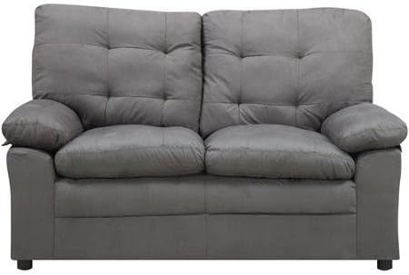 Microfiber Gray Loveseat, This Comfortable Grey Loveseat Is Ideal for Any Living Room!