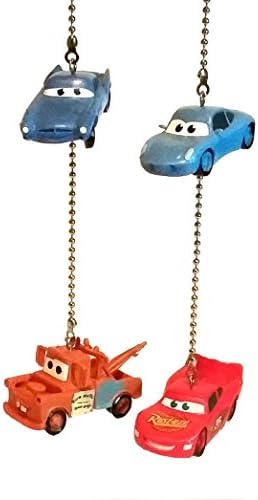 Lightning McQueen &amp; Tow Mater Ceiling Fan Pull Set by Wooden Androyd Studio (Lightning Mater Sally &amp; Finn)