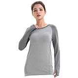 LWJ 1982 Long Sleeve Workout Yoga Running Hiking Dry Fit Athletic Shirts for Women Moisture Wicking Clothes Exercise Tops(Large, Grey)
