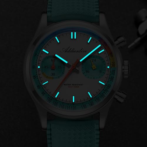 ADDIESDIVE Men’s 38mm Quartz Chronograph Watch, 100M Water-Resistant, BGW9 Luminous, 316L Stainless Steel, Nylon Strap, FKM, Rubber