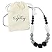 Baby Teething Necklace for Mom, Silicone Teething Beads, 100% BPA Free (Black, White, Gray, Black)