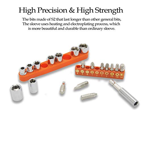 TECBOXIN Mini Ratcheting Wrenches Pocket Screwdriver Set, Right Angle Drill Adapter High Torque