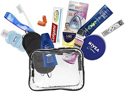 Men 13pcs Convenience Travel Essentials kit, Travel Set Suitable for Cabin Luggage, Vacation and Business Trips, comprising All Necessary Personal Care Branded Products, in a PVC Vanity case.
