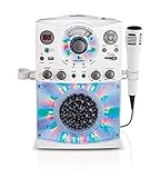 Singing Machine SML385UW Bluetooth Karaoke System with LED Disco Lights, CD+G, USB, and Microphone, White [Amazon Exclusive]