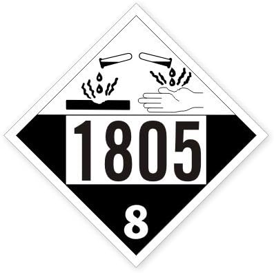 UN1805 Class 8 Phosphoric, Vinyl with Removable Adhesive Label, 25 Placards / Pack, 10.75" x 10.75"