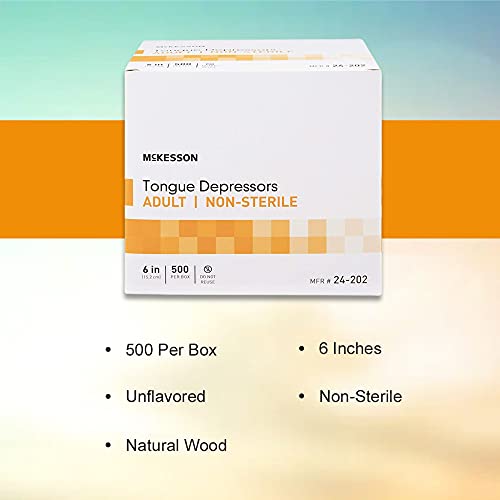 McKesson Tongue Depressor, NonSterile, Wooden, Adult, 6 in, 5000 Count