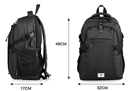 Artone Water Resistant 15.6" Anti-Theft Laptop Backpack Outdoor Sports Travel Daypack with Basketball Net and Usb Charging Port Black