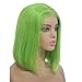 Human Hair Wigs Straight Short Bob Glueless Brazilian Virgin Hair 13×4 Lace Front Middle Part Pre Plucked with Baby Hair Bleached Knots for Black Women 8 Inch Lime Green 180% Density