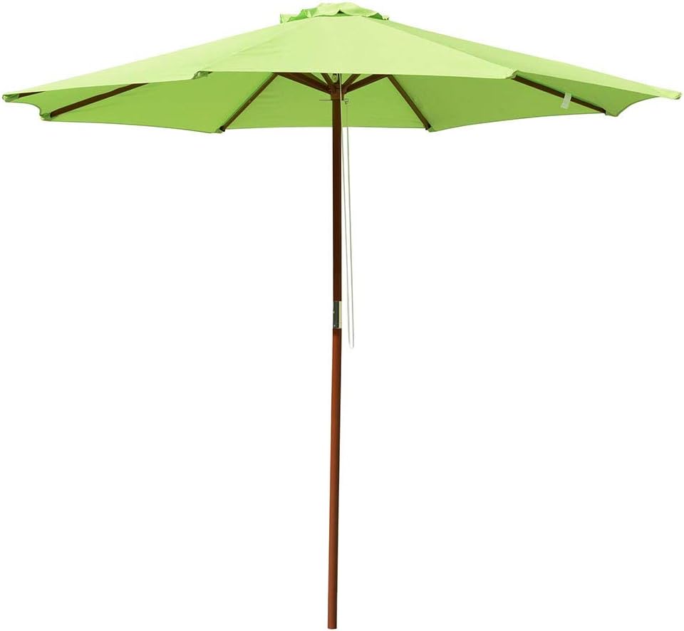 Amazon Com Yescom 9ft Wooden Patio Umbrella 8 Ribs Outdoor Market Table Umbrella Garden Backyard Parasol Sunshade Bright Green Garden Outdoor