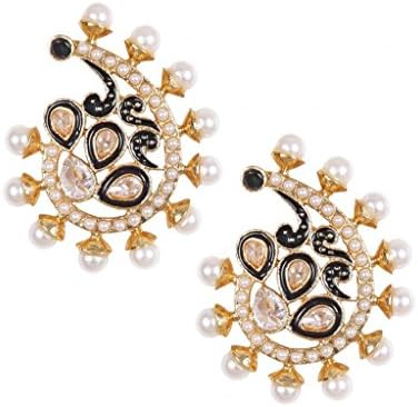 Rajwada Arts Women's Fancy Studd With Pearls Black, White, Golden