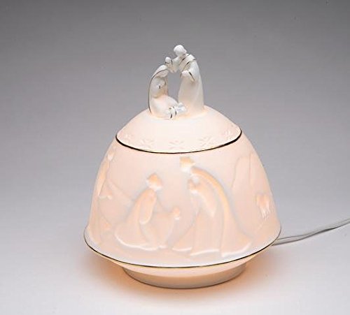 Festive "Nativity Scene" White Porcelain with Silver Trim Night Light