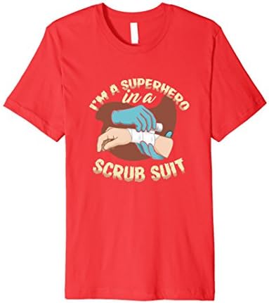 Mens I'm a superhero in a scrub suit. Medium Red