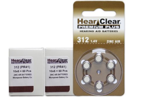 HearClear Hearing Aid Batteries Size 312 , PR41 (120 Batteries)