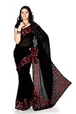 Bollywood Women's Indian Ethnic Designer Black color Faux georgette Party Wedding Sarees With Saree Blouse Unstitched