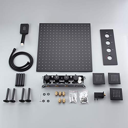 JiaYouJia 16'' Thermostatic Ceiling Mount Rainfall Shower System with