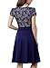 Miusol Women's Elegant Floral Lace V-Neck Contrast Cocktail Party Dress, Navy Blue, Small